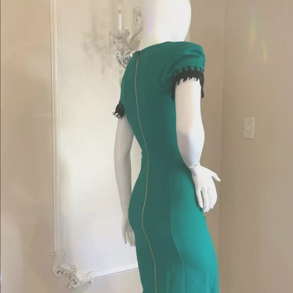 ROLAND MOURET Emerald-green Crêpe Dress US SIZE 2 - Picture 11 of 12